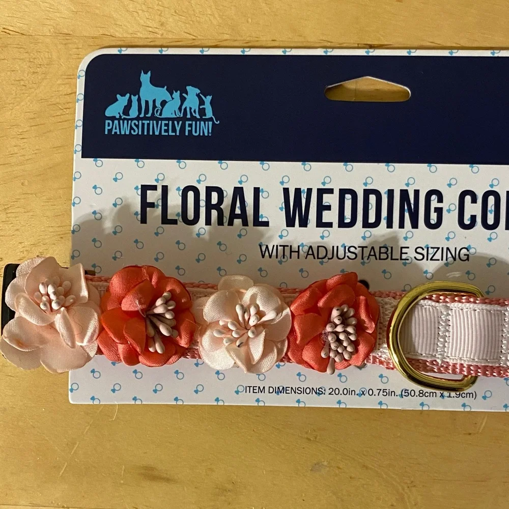 Floral Wedding Dog Collar Size Medium 14-20” Collar